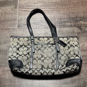 Coach Black and Tan Signature Tote
